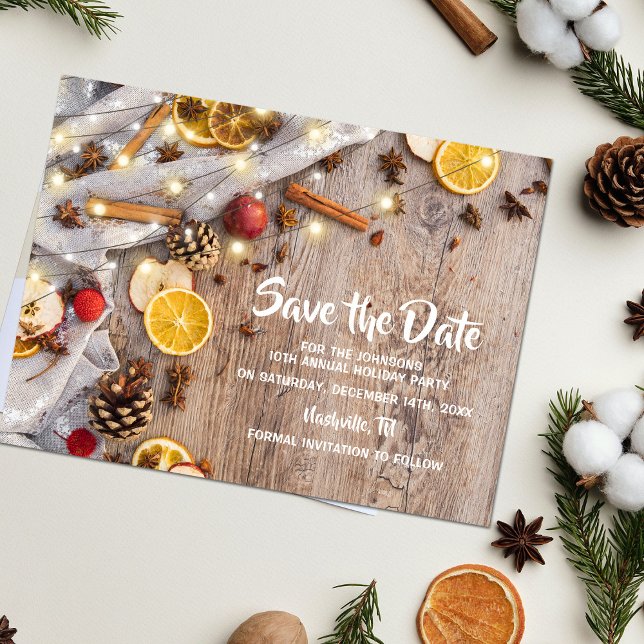 Rustikale Weihnachtsfeier Ankündigungspostkarte (Von Creator hochgeladen)