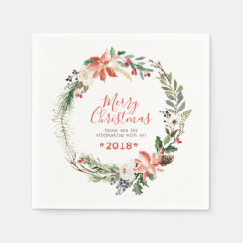 Rustikale Weihnachtsfeier Blume Wreath Serviette