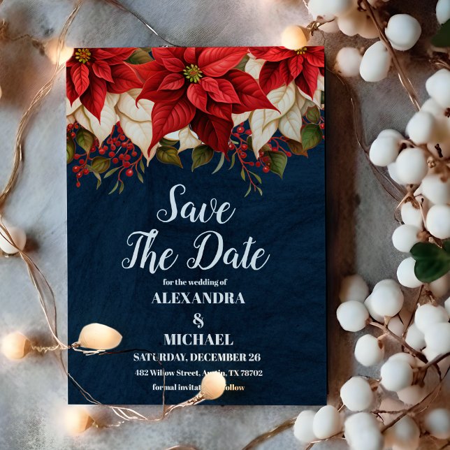 Rustikale Weihnachtsfeier der Marine Poinsettia Save The Date (Von Creator hochgeladen)