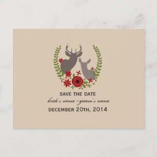 Rustikale Weihnachtsfeier mit Blumenwild Save the  Ankündigungspostkarte