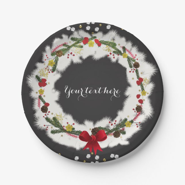 Rustikale Weihnachtsfeier Pappteller (Vorderseite)