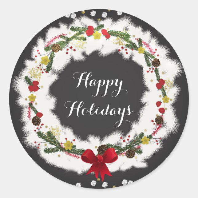 Rustikale Weihnachtsfeier Runder Aufkleber (Vorderseite)