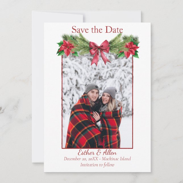 Rustikale Weihnachtsfeierlichkeiten Save the Date (Vorderseite)