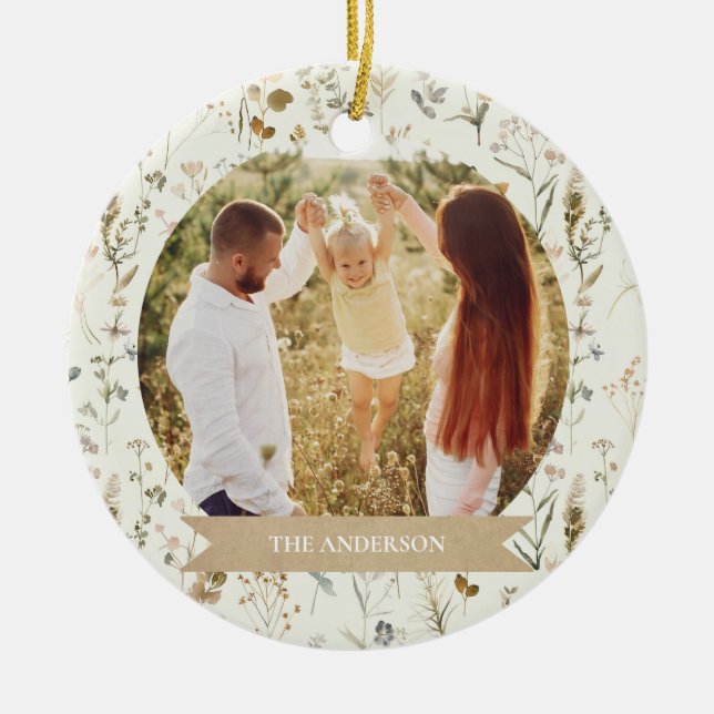 Rustikale Weihnachtsfotografie Keramik Ornament (Vorne)