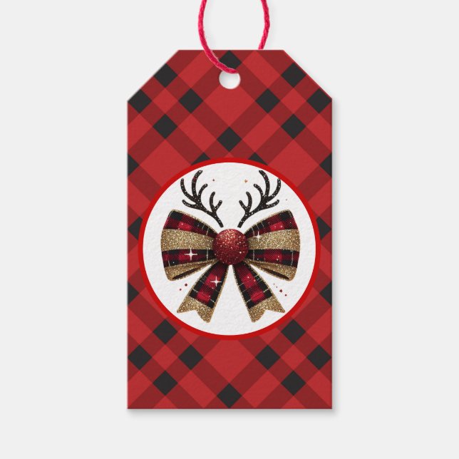 Rustikale Weihnachtsgeschenke Geschenkanhänger (Vorderseite)