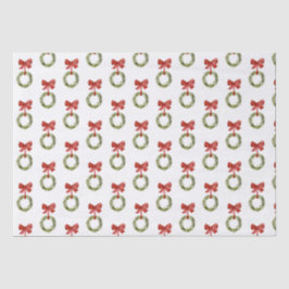 Rustikale Weihnachtsgrün Wreath Red Bow Seidenpapier