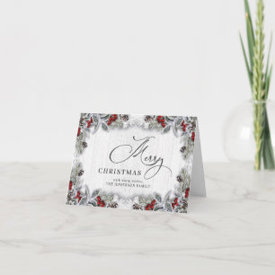 Rustikale Weihnachtsgrüße mit Stechpalmenbeeren Fe Karte