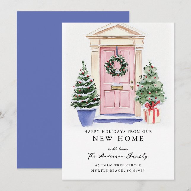 Rustikale Weihnachtskarte für neues Zuhause Ankündigung (Vorne/Hinten)