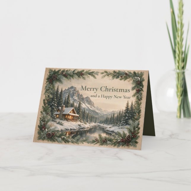 Rustikale Weihnachtskarte Karte (Vorderseite)