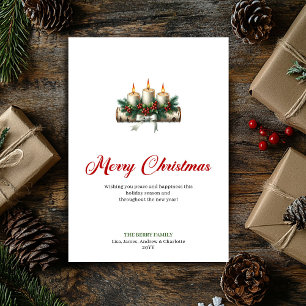 Rustikale Weihnachtskerzen Tannenzweig Feiertagska Feiertagskarte
