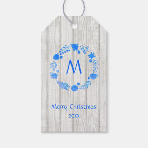 Rustikale Weihnachtskleider-Monogramm Geschenkanhänger