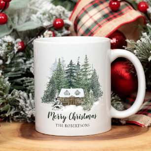 Rustikale Weihnachtslandhütte Kaffeetasse