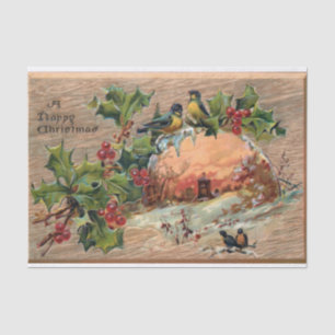 Rustikale Weihnachtslandschaft auf gewittertem Hol Seidenpapier