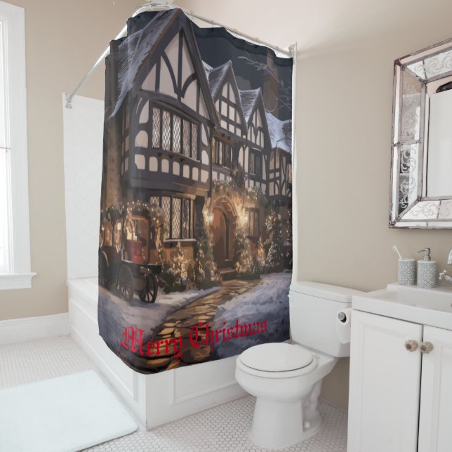 Rustikale Weihnachtsmagie Duschvorhang (Beispiel)