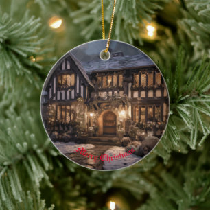 Rustikale Weihnachtsmagie Keramik Ornament
