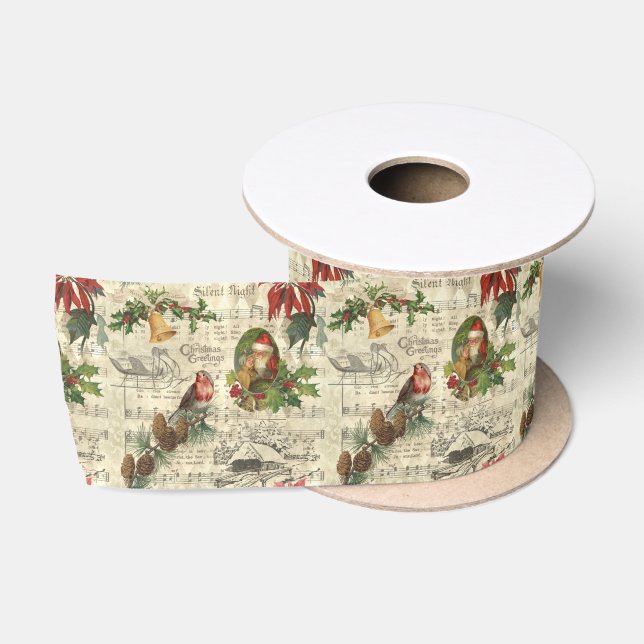Rustikale Weihnachtsmusik Florenz Ephemera Satinband (Spule)
