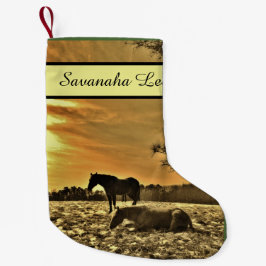 Rustikale Weihnachtspferde im Schnee Personalisier Kleiner Weihnachtsstrumpf