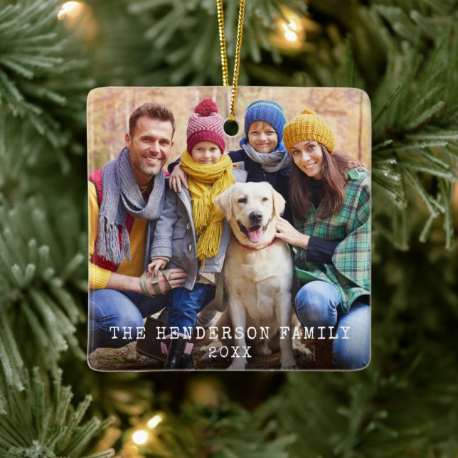 Rustikale Weihnachtsschneeflocken Zurück ins Foto Keramikornament (Baum)