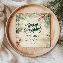 Rustikale Weihnachtszeit und Pinienfest Serviette