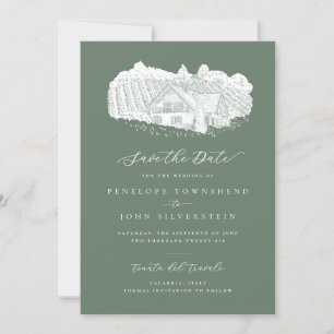 Rustikale Weinberge Illustration Schöne Hochzeit Save The Date