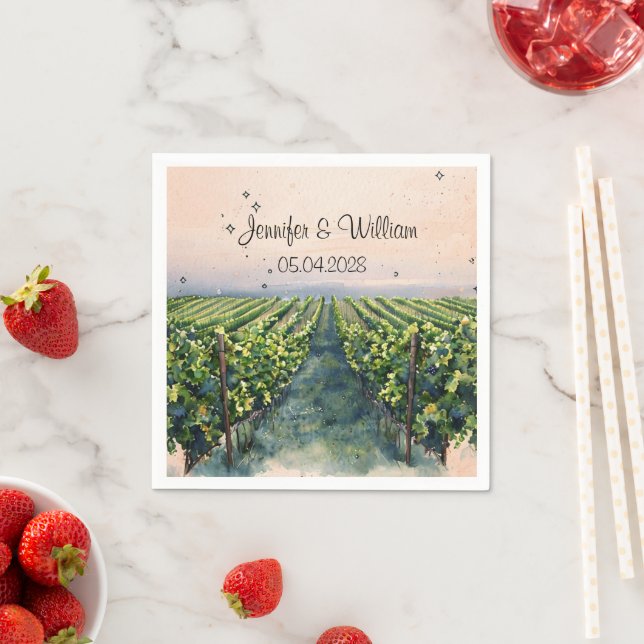 Rustikale Weinberge Zielort Italien Hochzeit Serviette (Beispiel)