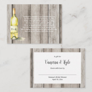 Rustikale Weinflaschen mit Brautparty Begleitkarte