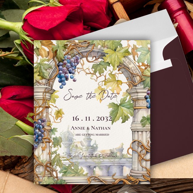 Rustikale Weintraube Hochzeit Retten Sie das Datum (Rustic Chic Grapevine-Inspired Winery Wedding Save the Date)