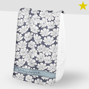 Rustikale weiße Blumen Skizze Blaue Schattierung B Sherpadecke