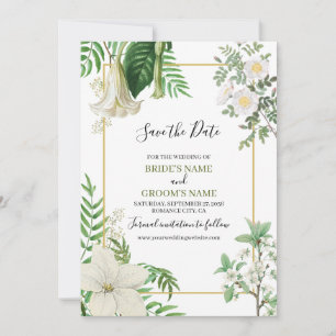 Rustikale, weiße, grüne Aquarellfarben-Goldhochzei Save The Date