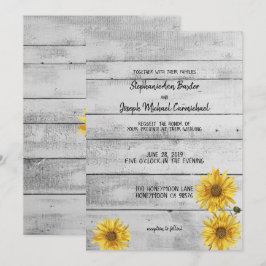 Rustikale weiße Holzblumen Hochzeitskarte Einladung