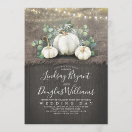 Rustikale Weiße Pumpkin und Gipskraut Hochzeit Einladung