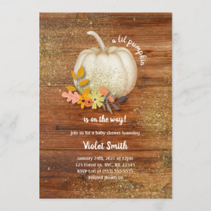 Rustikale weiße und goldene Pumpkindusche laden ei Einladung