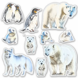 Rustikale weiße Wasserfarbentiere Vinyl Stickers Aufkleber