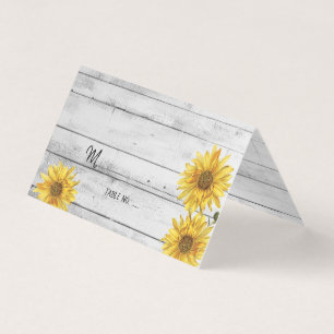 Rustikale Weißholz Sonnenblumen Hochzeitstisch Nr. Visitenkarten