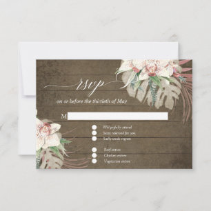 Rustikale weißorchide tropische Blumenfolien-UAWG RSVP Karte