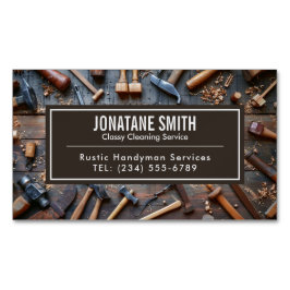 Rustikale Werkzeuge Carpenter Handyman Woodworker Magnetische Visitenkarte