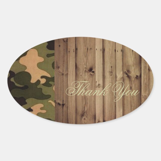 rustikale Western Camouflage Hochzeit danke Ovaler Aufkleber (Vorderseite)