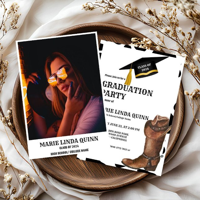 Rustikale Western Cowboy Graduierungsparty Einladung (Von Creator hochgeladen)