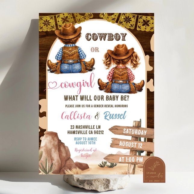 Rustikale Western-Cowboy- oder Cowgirl-Geschlechte Einladung (Von Creator hochgeladen)