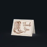 Rustikale Western Cowgirl Stiefel Handgezeichnete  Dankeskarte<br><div class="desc">Einfache rustikale handgezeichnet Western Brautparty-Design mit Seilrahmen und Cowgirl Stiefel.</div>