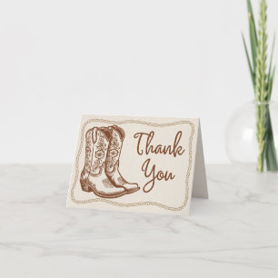 Rustikale Western-Cowgirl-Stiefel Handgezeichneter Dankeskarte