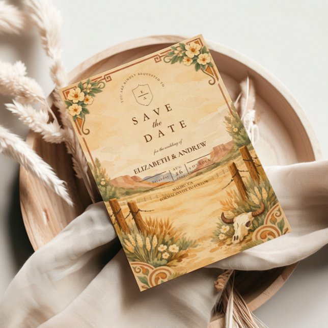 Rustikale Western-Desert-Hochzeit Save The Date (Von Creator hochgeladen)