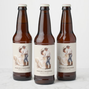 Rustikale Western-Hochzeit Bierflaschenetikett