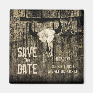 Rustikale Western-Hochzeit Kuhschädel Save-the-Dat Magnet