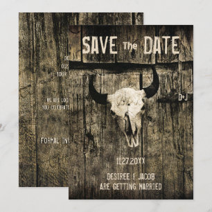 Rustikale Western-Hochzeit Kuhschädel Save-the-Dat Save The Date