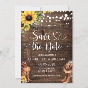 Rustikale Western-Hochzeit - Save the Date Einladung