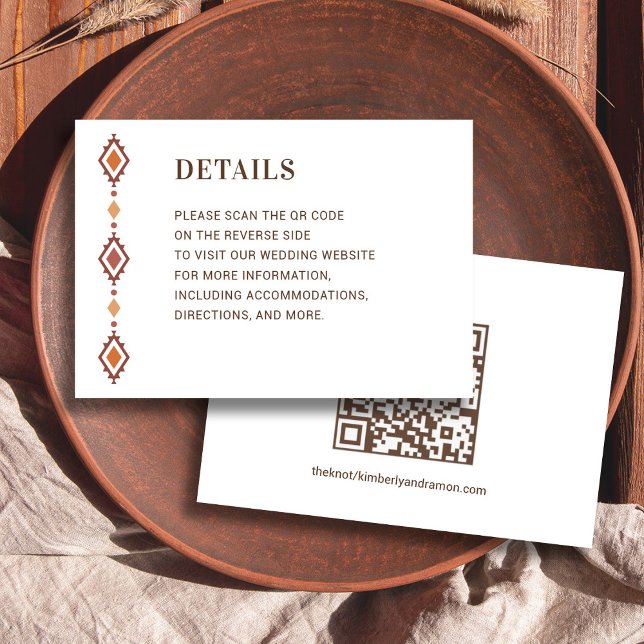 Rustikale Western-Hochzeitskarte mit QR-Code Begleitkarte (Rustic Western Wedding Details Card with QR Code)