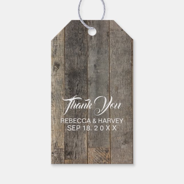 Rustikale Western Holzkornstall Hochzeit Geschenkanhänger (Vorderseite)