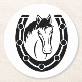 Rustikale Western Horse Country Wedding Horseshoe Runder Pappuntersetzer
