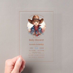Rustikale Western Kleine Cowboy-Baby-Party Acryleinladungen